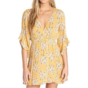 Billabong  Love Light Floral Faux-Wrap Dress, Ruffled Skirt and Sleeves,…